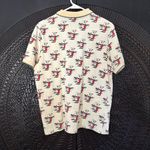 Vintage Tail Novelty Print Golf Polo Shirt Women XL Butter Yellow Preppy Resort Red Photo 3