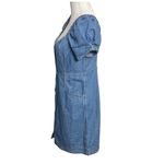 Madewell  Denim Puff-Sleeve Mini Dress Size 6 Dawnshire Wash Cotton Blue Button Photo 4