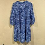 Warm Blue White Floral Garden Tunic Dress Size L Photo 1