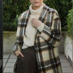 Beautiful la petite François Wool Blend Checkered Plaid Coat Size 38 Paris Gray Photo 1