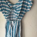 Vintage 70s Buffy’s Choice Striped Cotton‎ Jumpsuit Sz L Tie Back Pockets USA White Size L Photo 3