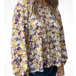 Mayden Los Angeles Chic Floral Womens Babydoll Blouse Purple & Yellow Floral 3XL Size undefined Photo 0