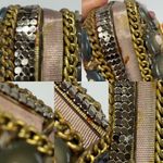 VTG Antique Embellished Cameo Brass 3D Flowers gemstone statue of liberty Purse Multiple Photo 12