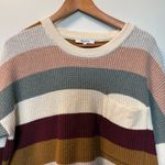 Madewell  Crewneck Knit MulticolorStripe Sweater Oversize Neutral Casual Pocket L Photo 1