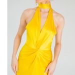 NWT Yaura Yellow Halter Satin Maxi Dress Women's Size UK 12 US L Size L Photo 2