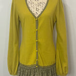 A’Reve soft brushed cardigan with tiered lace trim L Green Size L Photo 0
