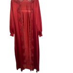 Vintage Brick Red Maxi lingerie lace long sleeve robe duster nightgown kimono Size L Photo 8