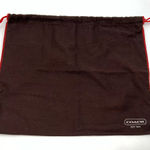 Coach Dark Brown Drawstring Dust Bag with Red Trim and Drawstring 16” X 13.5” Photo 0