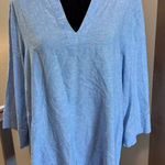 Lands' End Bundle of 2 Lands'‎ End Linen Blend V-Neck Tunic Tops Pink Blue 3/4 Sleeve L Photo 0