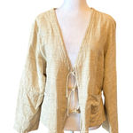 J.Jill Textured Silk Cotton Tie Front Jacket Cardigan Beige Womens Size Large Photo 0