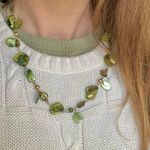 Green Abalone Necklace Vintage “Tigris” Remade Shell Beachy Assymetric Boho Photo 3