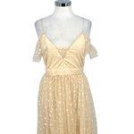 The Vintage Shop Sparkled Mesh Overlay Prom Party Dress Cream Gold Size Medium Photo 1