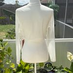 SheIn Privé Contrast Mesh Fringe Trim White Crop Top Photo 5