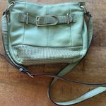 Tignanello Leather Crossbody Bucket Bag Mint Green Laser Cut Adjustable Strap Photo 0