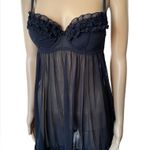 Passionata Black Romantic Feminine Ruffle Sheer Mesh Lingerie Mini Slip Dress Size M Photo 0