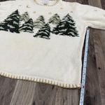 Vintage Christmas Tree Holiday beaded hand knitted sweater White Size M Photo 4