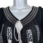 Free People  Embroidered Bohemian Festival Black & White Top EUC Size Small Photo 2