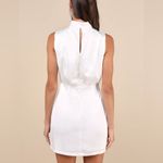 LULUS Classic Elegance White Satin Sleeveless Mock Neck Mini Dress Size Medium Photo 2