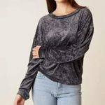 We The Free  Milan Crushed Velvet Top-Medium-Gray-Dolman Sleeve-Oversized Photo 0