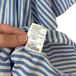 Trovata Small Carla Highneck Shirt in Blue White Stripe Flutter Sleeve Preppy Photo 8