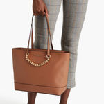 Michael Kors Women's Tan Jet Set Leather Chain Swag Tote Bag Photo 0