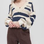 Urban Outfitters  Notched V Neck Striped Sweater Photo 0