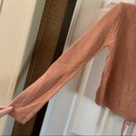 Ambiance Orange/Pink Lace Up Back Cropped Sweater Photo 3