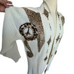 Vintage Focus USA Leopard Applique Cardigan OS Open Front Statement Maximalism Brown Size undefined Photo 13