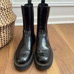 ZARA Faux Patent Leather Chelsea Boots Black Block Heel 38 7.5 Photo 2