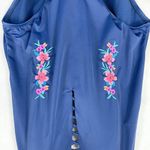 Time and Tru Womens Swimsuit Size XLarge One Piece Embroidered Floral Beach Boho Blue Photo 2
