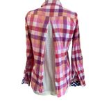 Isabella Sinclair Hibiscus Tea Plaid Button Up Blouse In Cotton Blend Size Small Pink Photo 2