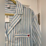 Old Navy NWT Size M Blue White Stripe Long Sleeve Button Front Pajama Top Photo 1