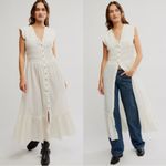 Free People  Ethereal Cottage Desert Dazed Midi Dress Maxi Top Ivory Small Boho Photo 2