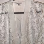 Calvin Klein Woman Cropped Knit See Through Cardigan White Laced-front Size XL Photo 1