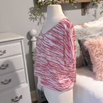 Wet Seal  Oversized Medium Pink Zebra Stripe Crop Top Comfy Shirt Womens Medium Photo 2