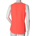 Tahari Women's Sleeveless Blouse Bright Orange V-Neck Ruffle Front Round Hem Photo 2