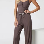 Vuori  Pose Henley Jumpsuit Chocolate Large -LKNEW No Flaws Ribbed Wide Leg Photo 0