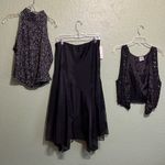 Vintage Elegant Black and Silver Women's Top formal sleeveless evening wear Size L Photo 11