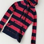 Vintage Y2K Hoodie Womens M Pink Stripe Waffle Knit Pullover Henley Babydoll Size M Photo 0