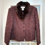 Jones New York Vintage  Virgin Wool Purple Tweed Jacket Mob Wife Vibes Size 12 L Photo 11