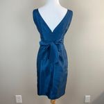 Jenny Yoo Collection Dress 0 Blue Empire Tie Back V-Neck Pleated Above Knee Photo 5