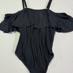 HOLI PICK Black One Piece Swimsuit 18W Off Shoulder Ruffle Criss Cross Photo 3