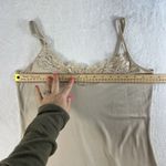 Cato Y2K Medium M Beige Cami Tank Top Lace Neck Bottom Trim Boho Whimsy Coquette Photo 8