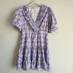 Pink Ripple Paisley‎ Lilac Ruffle Mini Cocktail Dress Women’s Lightweight Size L Purple Size L Photo 6