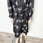 ZARA [] Black Zebra Novelty Print Belted Shirt Dress Midi Blogger Fave Sz Large L Photo 5