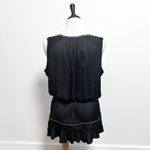 Ramy Brook Black Satin Silver Studded Sleeveless V Neck Devon Blouson Mini Dress Photo 5