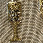Gold Glitter 'Happy New Year' Earrings Photo 3