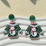 Christmas Sweater Acrylic Earrings Cute Cartoon‎ Ornaments for Holiday Gifting Green Photo 1
