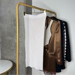 ANINE BING Julian Ribbed Knit Pencil Stretch Fitted Skirt in Ivory Cream Photo 9