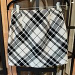 H&M tweed mini skirt plaid high waisted lined elastic wool neutral stretchy Photo 5